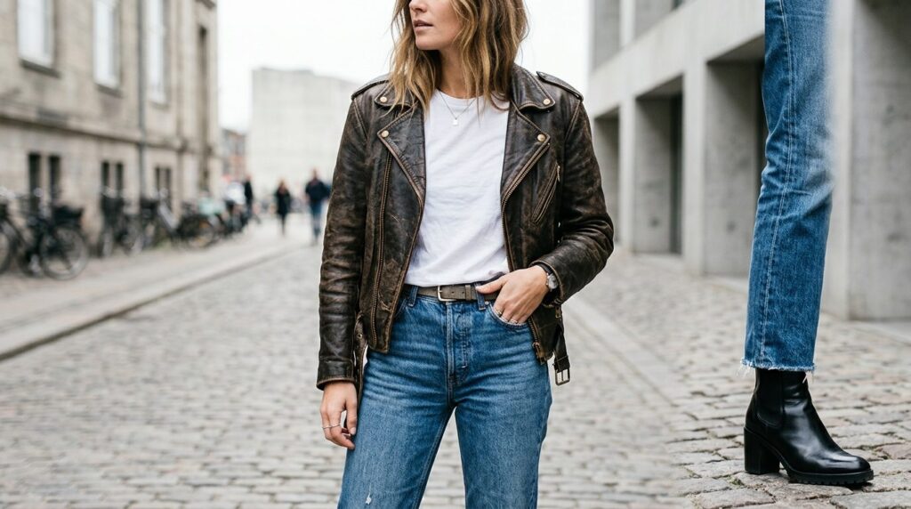 Detaljevisning af, hvordan vintage-dele styles sammen til et moderne look.