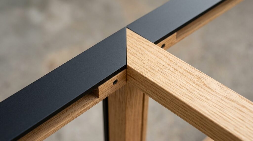 Close-up detail shot of premium poster frame corners and joi